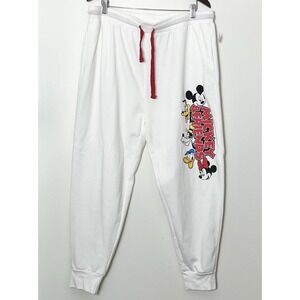 Disney Mickey & Friends Sweatpants Women's 3XL White Graphic Nostalgia Plus